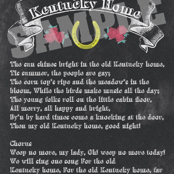 Kentucky Derby Party Printables My Old Kentucky Home 4 sizes Digital Files Instant Download