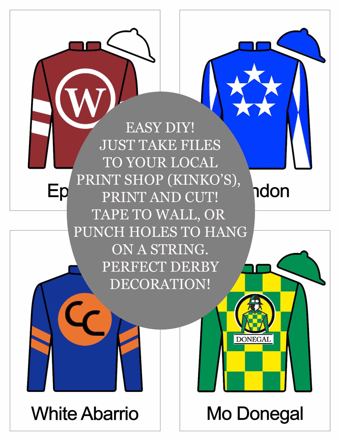 Kentucky Derby Party Printables Jockey Jersey Silks Post Etsy