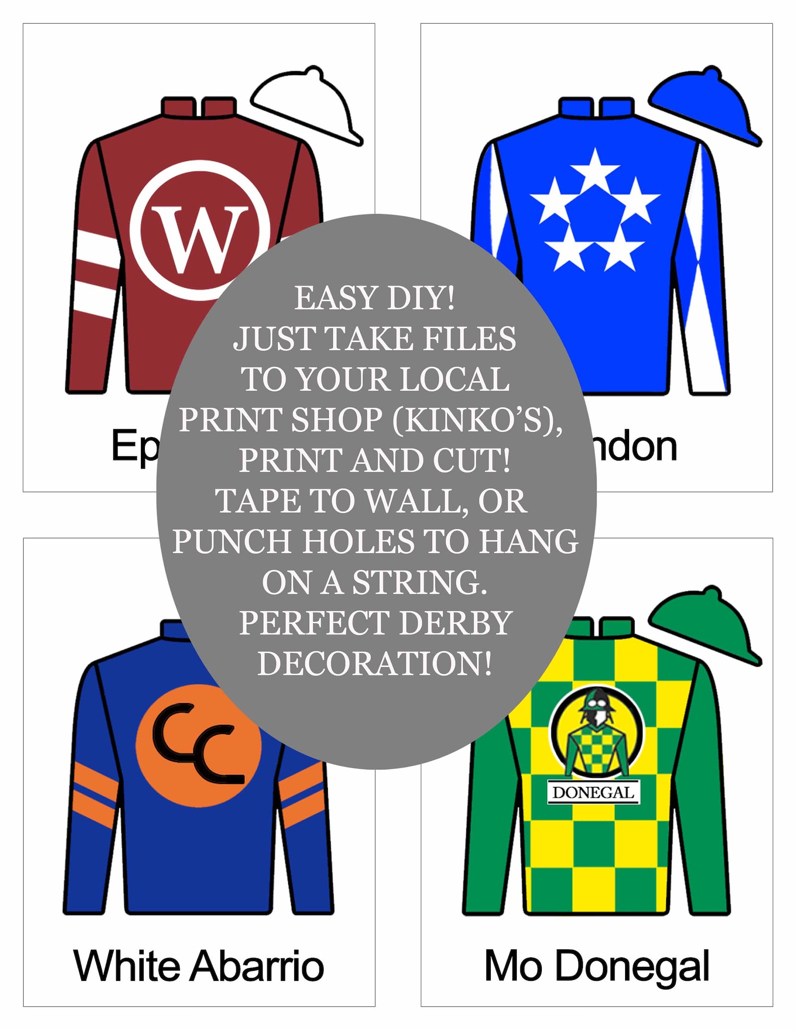 Kentucky Derby Party Printables Jockey Jersey Silks Post | Etsy
