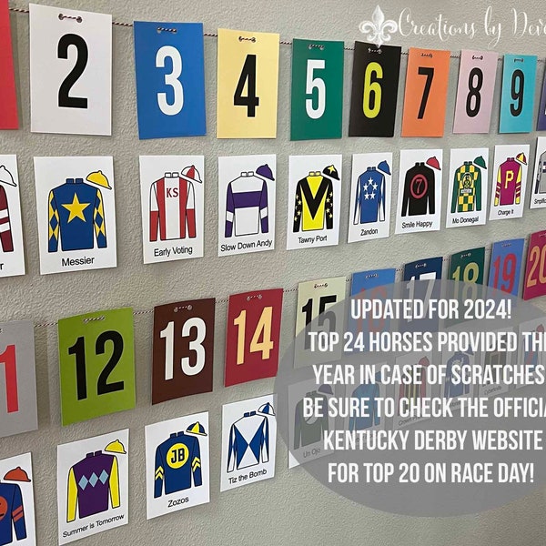 Kentucky Derby Party Printables Jockey Jersey Silks Post Position or Leaderboard Display Derby Banner Derby Betting Games a/o 04/25/24