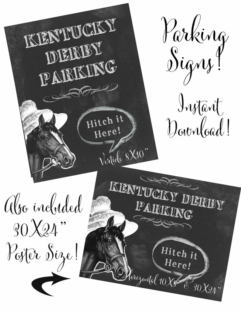 Kentucky Derby Party Printable Parking Signs Digital Files Etsy