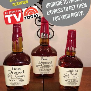 Étiquettes pour bouteilles de whisky Kentucky Derby Bourbon, lot de 3 bouteilles, 2026
