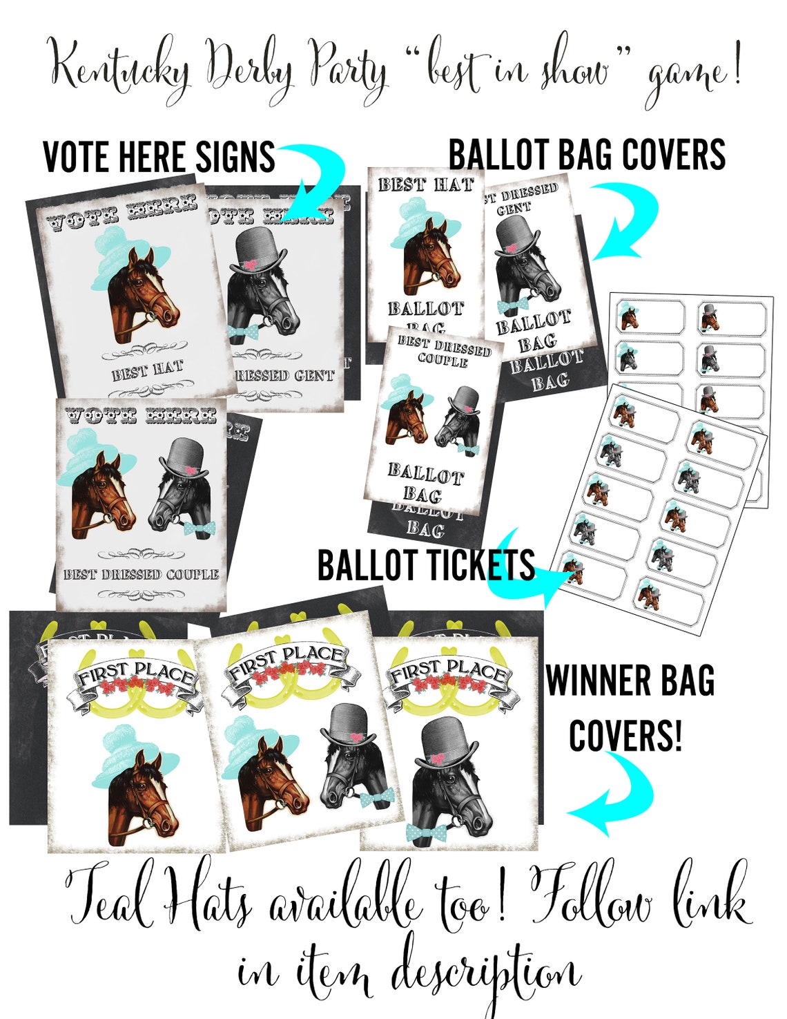 Kentucky Derby Party Printable Vote for Best Hat Best Dressed Etsy