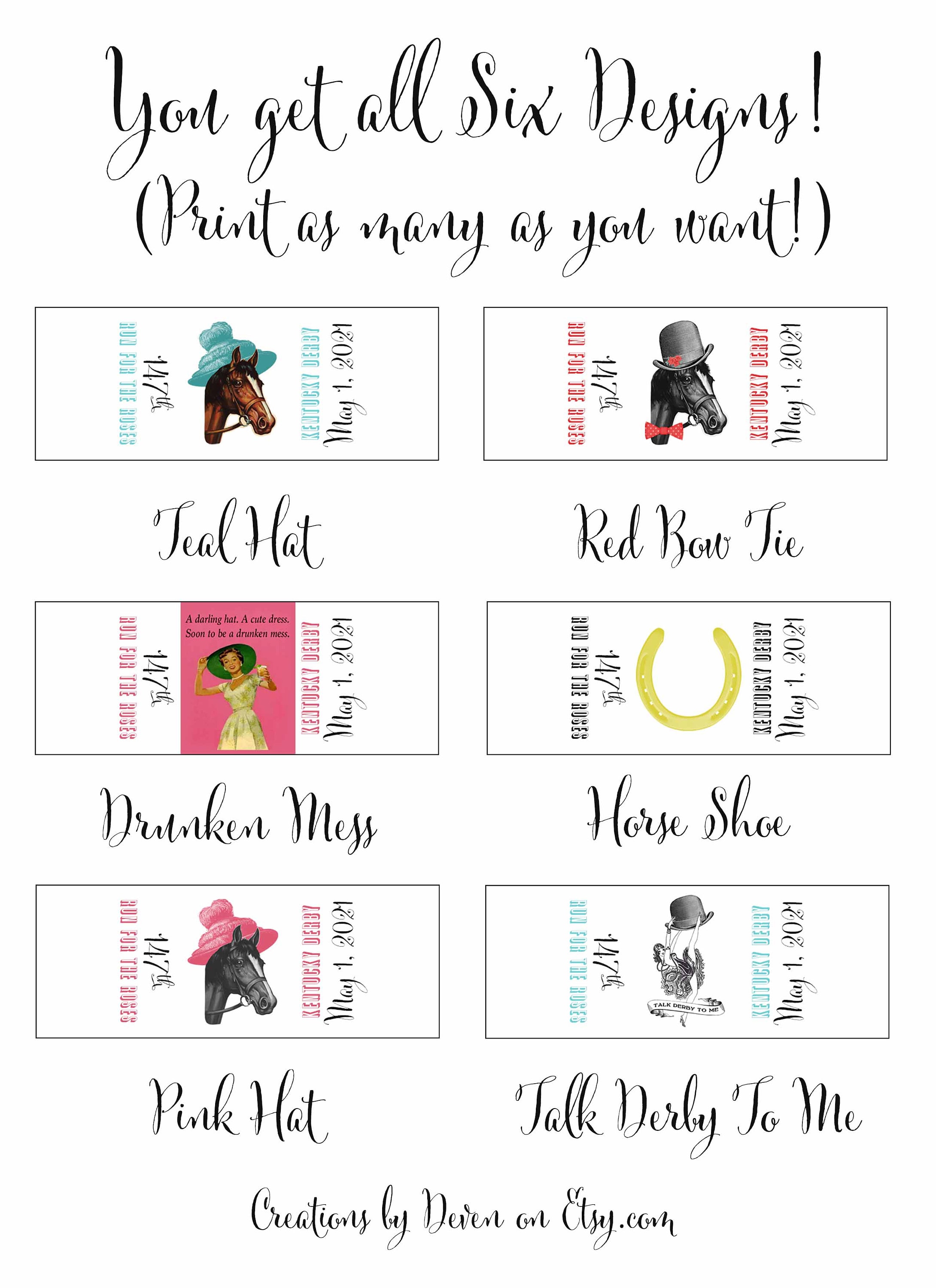 Kentucky Derby Party Favors Printable Derby nugget wrappers | Etsy