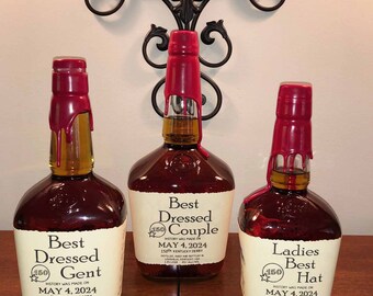 Whiskey Labels for 3 Prize Bourbon bottles 2024 Kentucky Derby Party, 5 Sizes Available MAILED TO YOU free Priority shipping included!