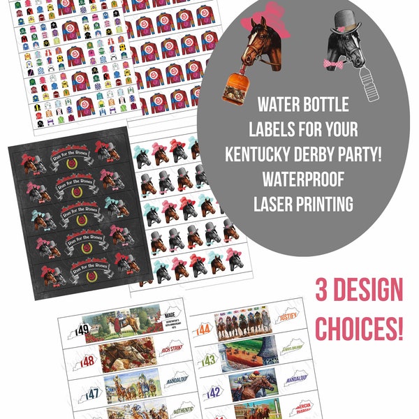 Kentucky Derby Water Bottle Labels Party Favors These can be digital for last minute DIY