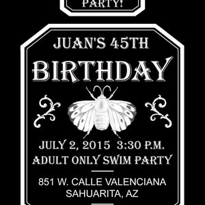 Custom Tequila Label Style Party Invitation Digital File or Printed Available
