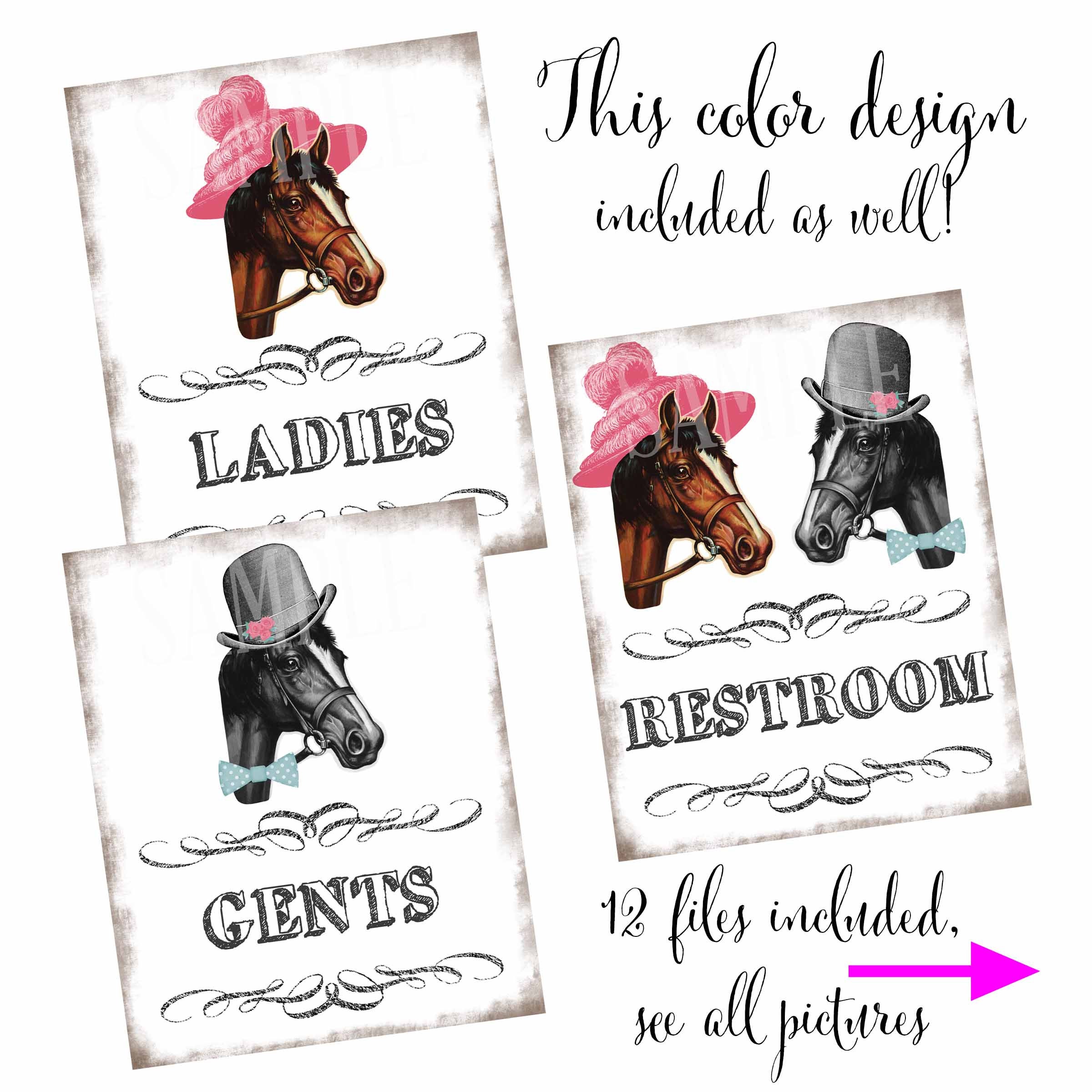 Kentucky Derby Party Printable Restroom Signs Digital Files | Etsy
