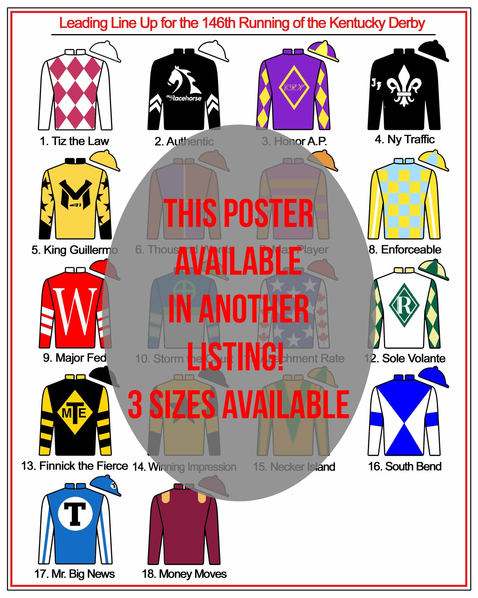Kentucky Derby LEADERBOARD Sign 3 sizes to choose from Digital Etsy