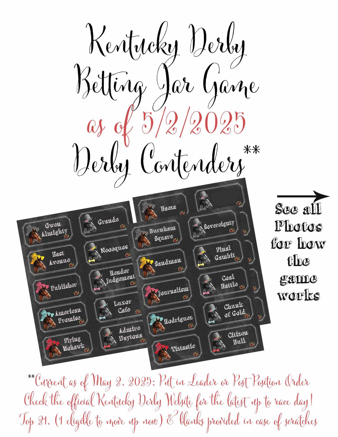 Kentucky Derby Party Betting Printable Horse Racing Betting Sheets Digital Files Instant Download as of 5/2/25 - Etsy kentucky-derby-party-betting-printable-horse-racing-betting-sheets-digital-files-instant-download-as-of-5-2-25-etsy