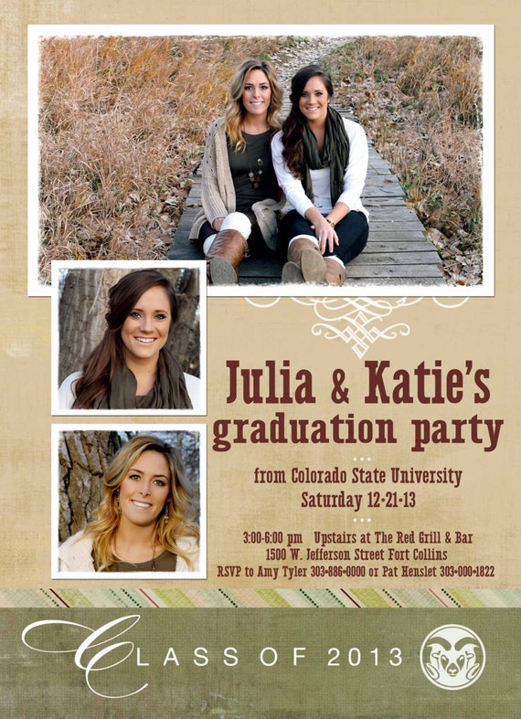 Graduation Announcements with photos double sided custom Etsy