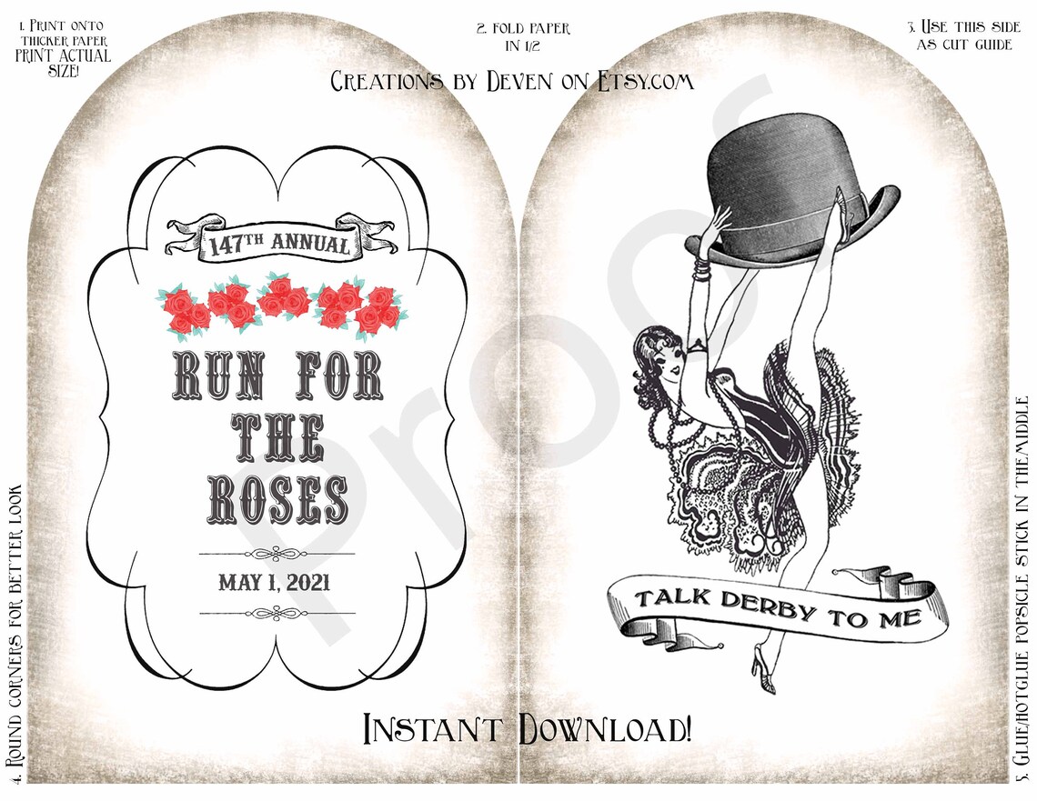 Kentucky Derby Party Printable Instant Download Hand Fans set | Etsy