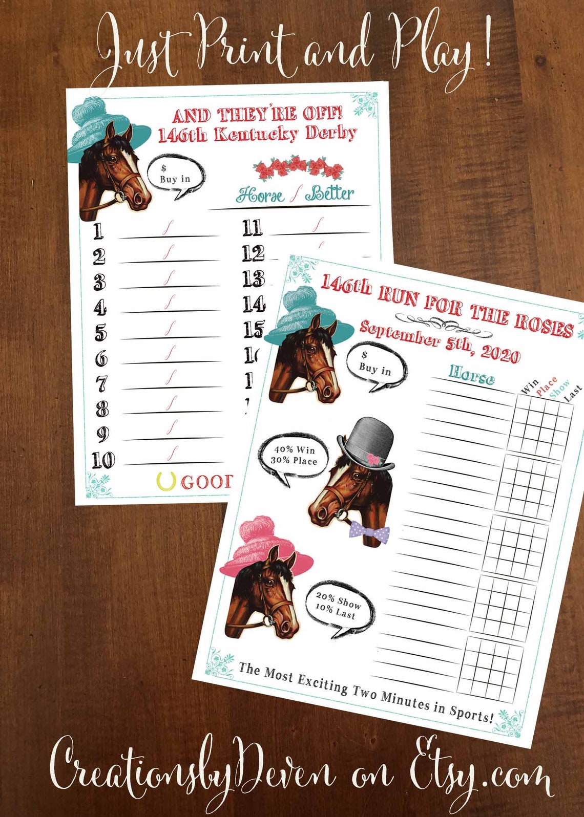 Kentucky Derby Party Printable Betting Sheets Betting Games Etsy