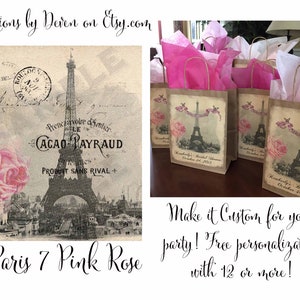 Paris Theme Gift bags for Birthday or General Occasion with Vintage French Graphics