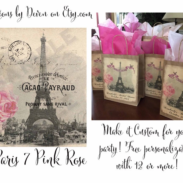 Paris Theme Gift bags for Birthday or General Occasion with Vintage French Graphics