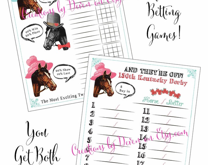 Kentucky Derby Party Printable Two Betting Games and Rules Digital ...