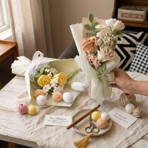 Crochet Flower Bouquet Pattern Bundle: Lily, Rose, Tulip, Daisy, Peony, Amigurumi Botanical Elements