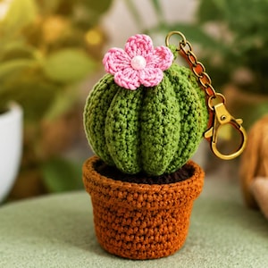 Crochet Cactus Keychain Pattern | Amigurumi Flower Pot Tutorial (PDF Download)