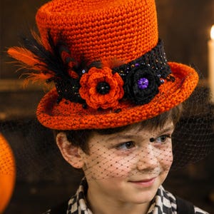 Crochet Mini Top Hat Pattern PDF, Victorian Fascinator Hat, Halloween Crochet Hat, Mad Hatter Costume, Steampunk Hat Pattern