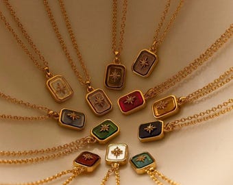 18K guldpläterat halsband med decemberfödelsesten, Nordstjärnehänge för kvinnor, smycken i rostfritt stål med blå kristaller, present till henne