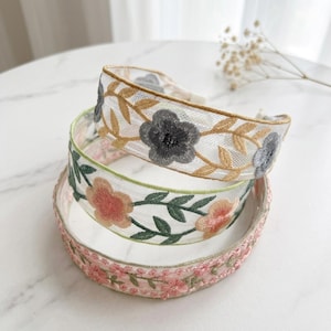 Floral Embroidered Headbands For Women, Boho Hair Summer Fashion Accessories, Cottagecore Trendy Hoop, Unique Modern Gift For Yourself image 8