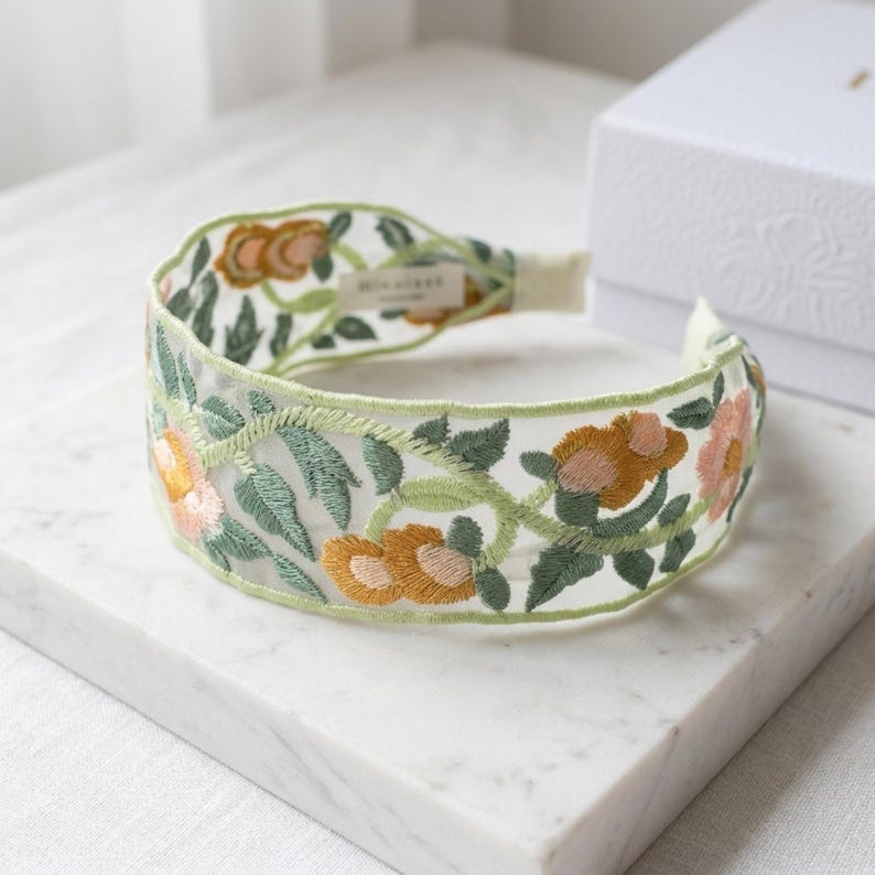Floral Embroidered Headbands For Women, Boho Hair Summer Fashion Accessories, Cottagecore Trendy Hoop, Unique Modern Gift For Yourself Model D