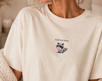 Feral Raccoon Graphic Tee, Comfort Colors 1717, Garment-Dyed Cotton Shirt