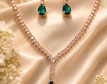 Crystal necklace earring set, bridesmaid gift for her