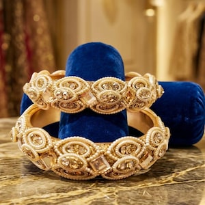 Vintage Inspired Crystal Bangles Set | Gold Statement Wedding Jewelry