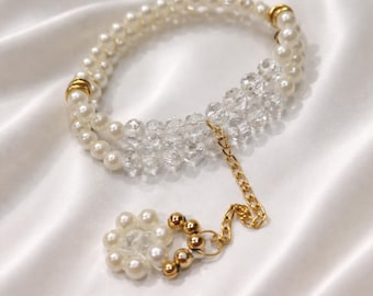 Double layered crystal beaded bracelet