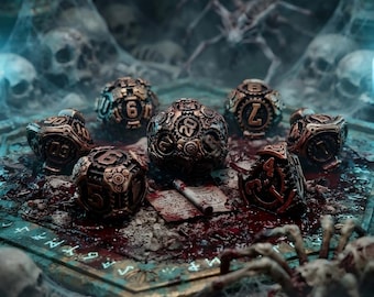 Steampunk Gear Metal Dice Set – Heavy Duty RPG Polyhedral Dice