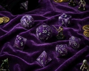 Natural Amethyst Dice Set | Polyhedral RPG Gemstone Tabletop Accessories