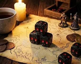 Gothic Skull Dice | Matte Black RPG Dice | Horror Tabletop Gaming Accessories