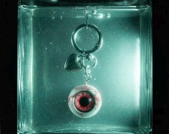 Realistic eyeball keychain, Gothic eye key ring, unique specimen pendant