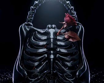 Skull Rib Handbag | Gothic Dark Academy Style Bag
