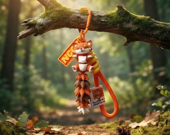 Articulated Fox Keychain, Movable Forest Animal Pendant, Bohemian Backpack Accessory