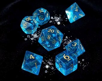 Luxury Natural Crystal Dice Set - Handcrafted Gemstone Faced Dice - Tabletop Role-Playing Game Collectible