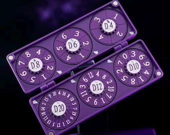 Metal spinning dice set, dragon-engraved box, suitable for tabletop role-playing games.