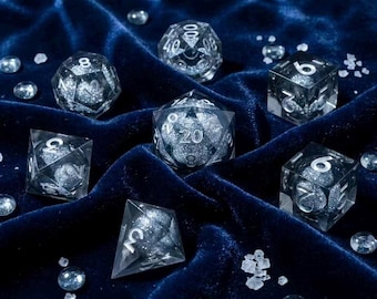 Liquid Core Dice Set | Swirling Sand Resin Polyhedral RPG Dice