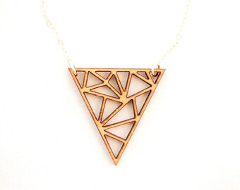 Small Triangles Necklace, Laser Cut Necklace