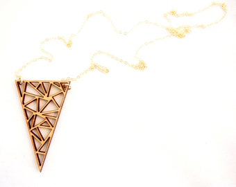 Triangles - Long Necklace, Laser Cut Necklace