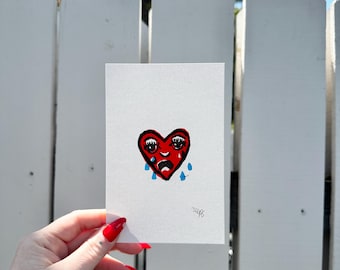 American Traditional Tattoo Mini Prints (4x6) - Handmade Linocut Block Print