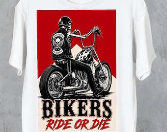 Biker fahren oder sterben PNG, Vintage Poster Skelett Biker Design, Retro Motorrad DTF Download, Chopper Schädel Clipart, Biker Geschenk PNG Art