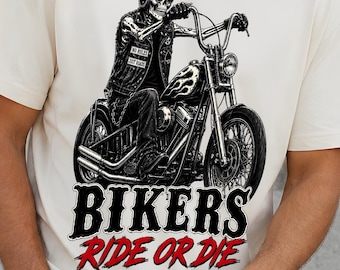 Biker fahren oder sterben PNG, Skelett Motorrad-Design, Biker Schädel DTF Download, Chopper Motorrad Clipart, Biker Geschenk PNG für Männer
