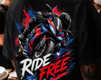 Fahrt frei Motorrad Shirt, Sportbike Racing T-Shirt, Biker Grafik T-Shirt, Motorradfahrer Geschenk, Street Bike Splash Art Shirt für Männer Frauen