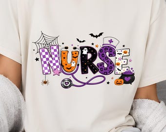 Nurse Halloween PNG Sublimation, Spooky Nurse Shirt Design, Halloween Nurse DTF Download, Nurse Stethoscope Pumpkin Clipart, Nurse Fall Gift