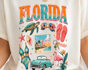 Florida PNG Sublimation, Florida Urlaub Icons Design, Retro Florida Vibes DTF Download, Florida Sommer Clipart, Strand Zustand PNG Art
