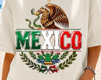 Mexiko PNG Sublimation, mexikanischer Varsity Adler Design, Mexiko Wappen DTF Download, mexikanischer Stolz Clipart, Cinco de Mayo PNG Art