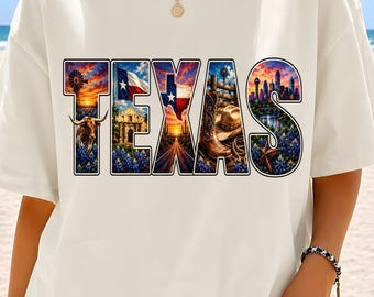 Texas Retro Bubble Buchstabe PNG, Zustand Form Clipart (digitaler Download)