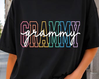 Grammy-PNG-Sublimation, Grammy-Design im Varsity-Schriftzug, Oma-Geschenk (DTF-Download), Pastell-Umriss-Clipart, Grammy-PNG-Sublimationskunst